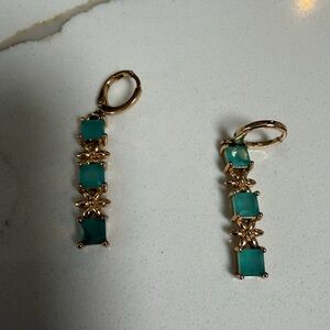 Elegant Gold and Green Drop Earrings